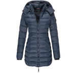 Dames Lange Winter Parka Jas Met Capuchon En Donsvulling