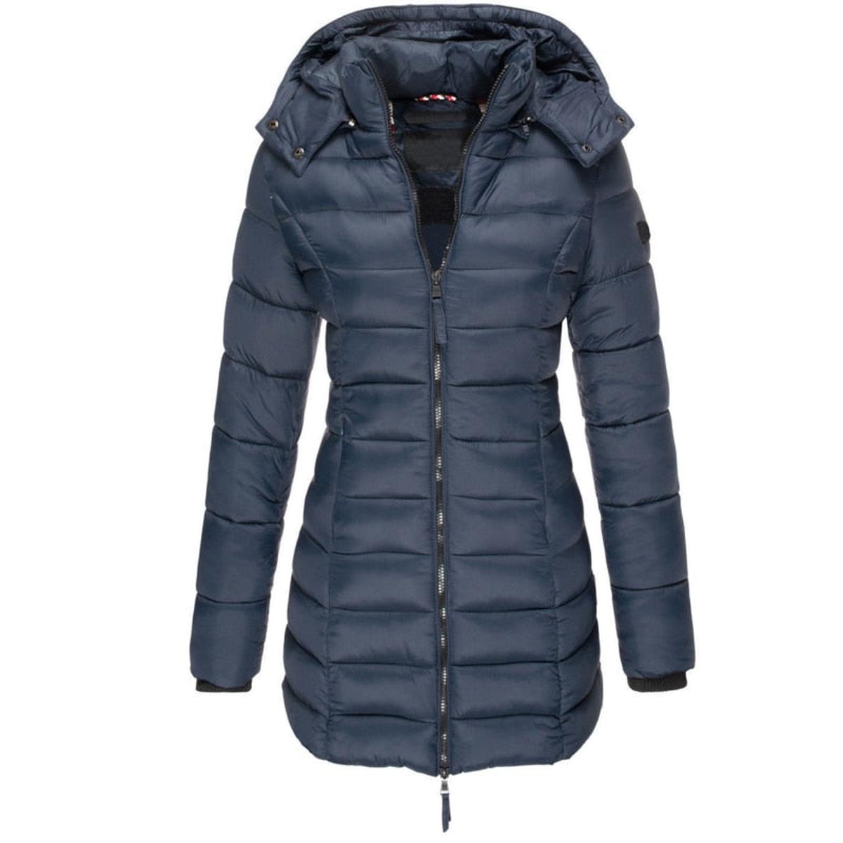 Dames Lange Winter Parka Jas Met Capuchon En Donsvulling