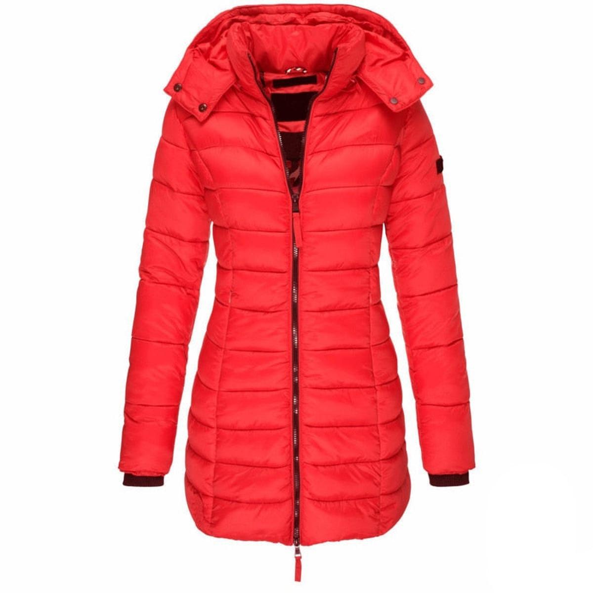 Dames Lange Winter Parka Jas Met Capuchon En Donsvulling