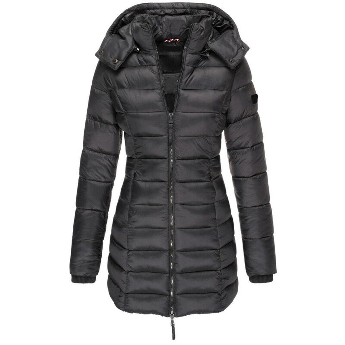 Dames Lange Winter Parka Jas Met Capuchon En Donsvulling