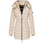 Dames Lange Winter Parka Jas Met Capuchon En Donsvulling