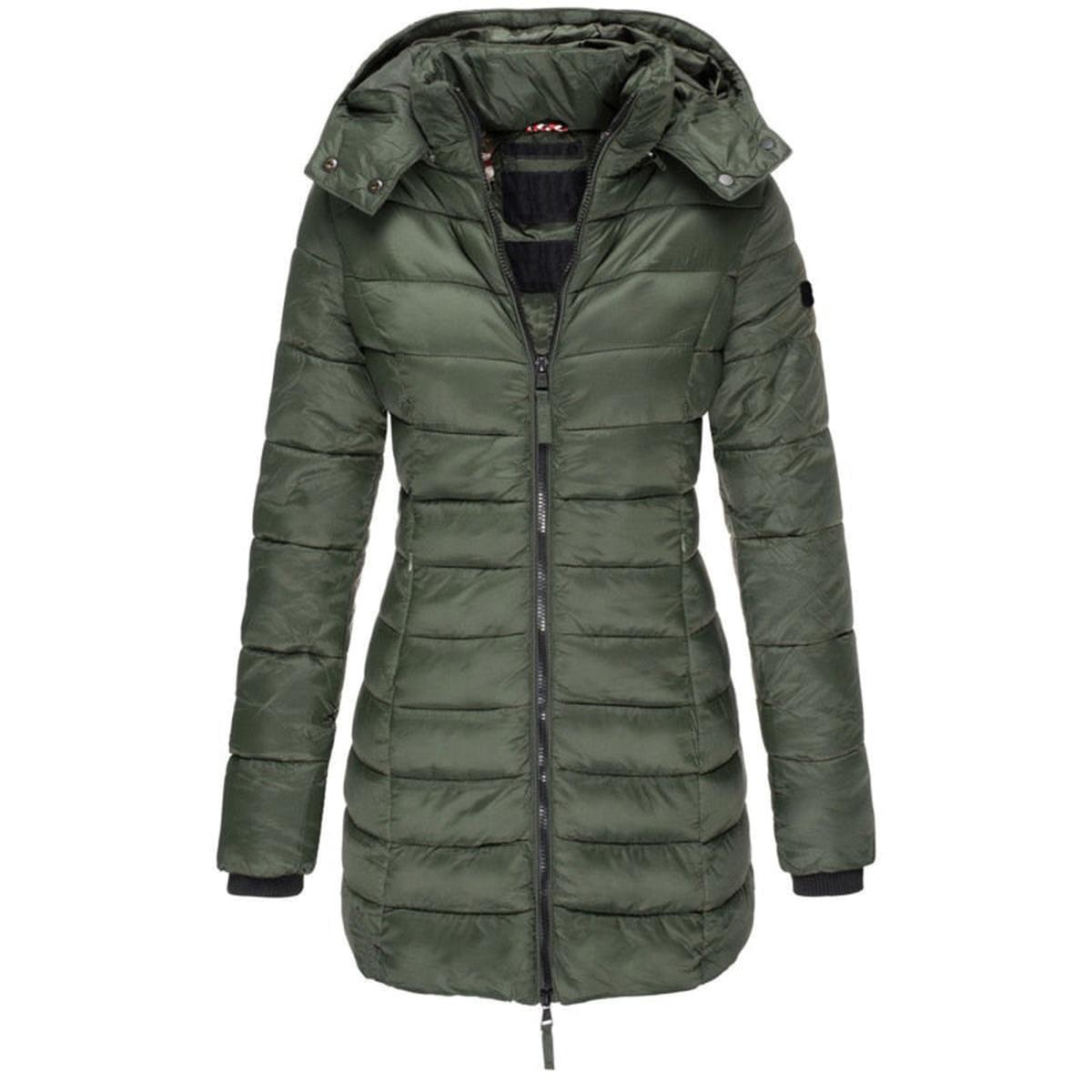 Dames Lange Winter Parka Jas Met Capuchon En Donsvulling