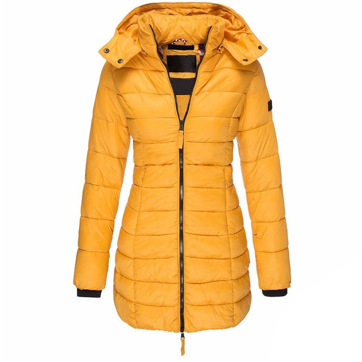 Dames Lange Winter Parka Jas Met Capuchon En Donsvulling