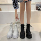 Dames Leren Enkellaarsjes Met Platform Zool En Comfortabele Pasvorm