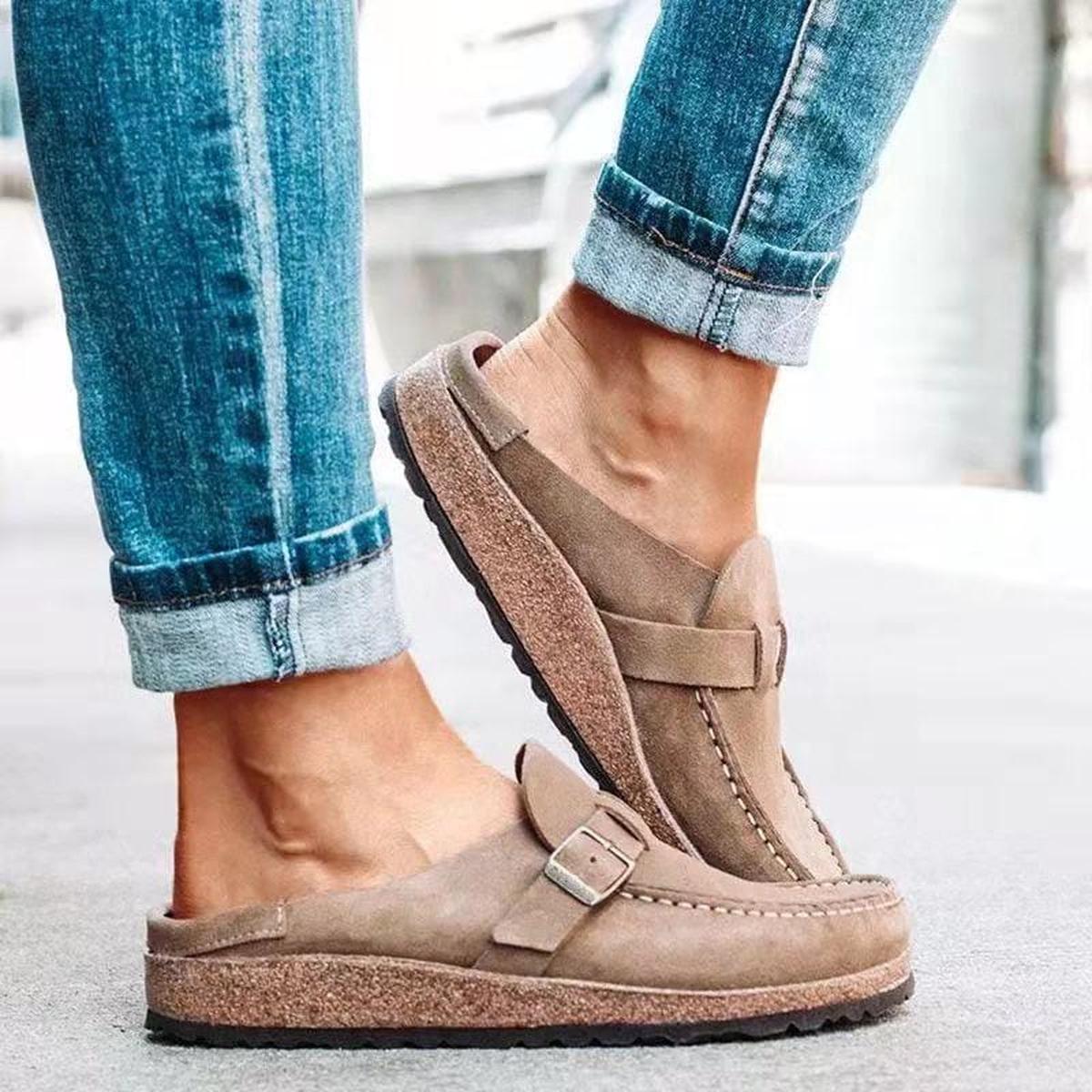 Dames Loafers van PU-leer met Gespsluiting