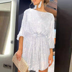 Dames Losse Mini Feestjurk met Pailletten