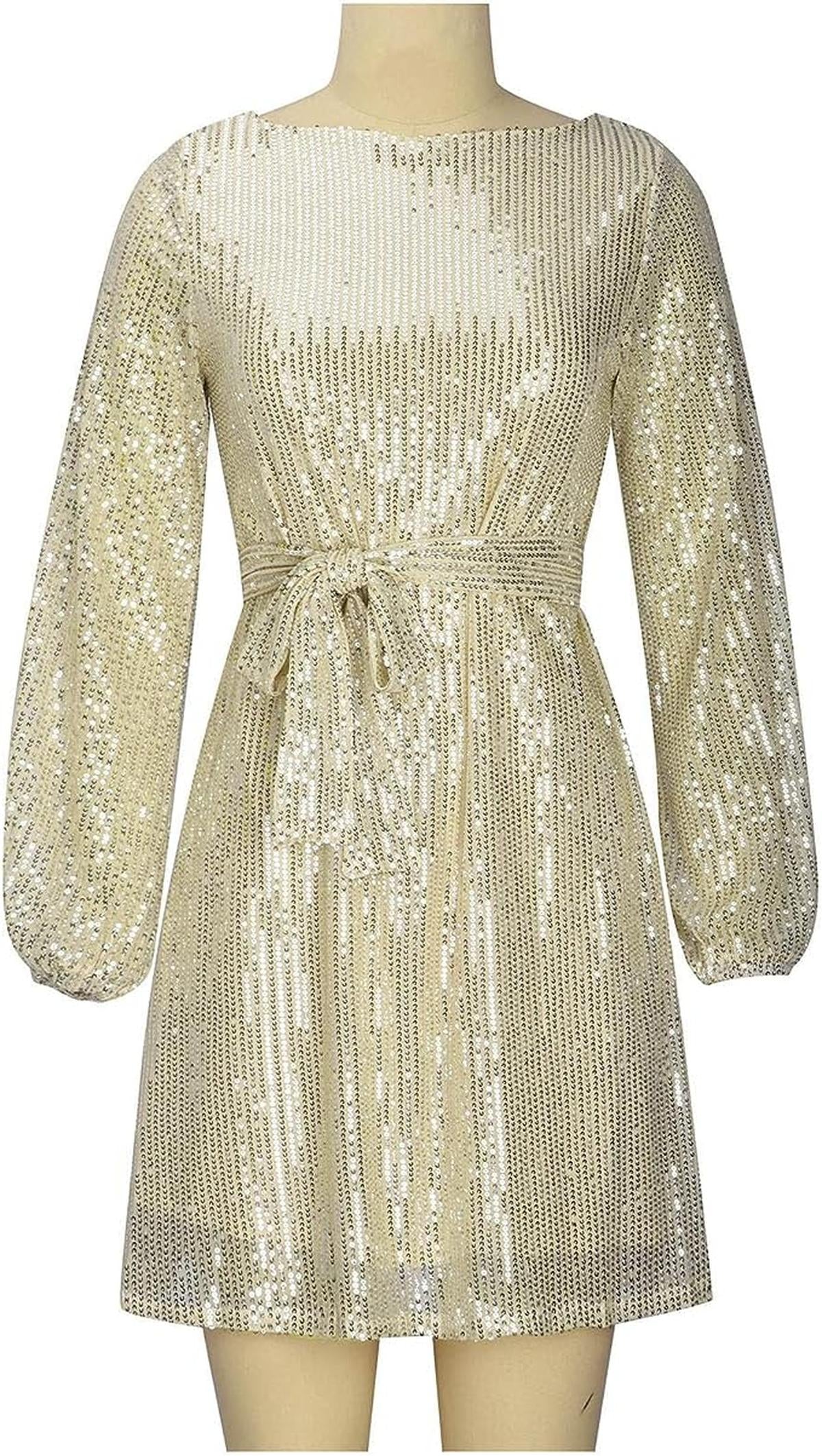 Dames Losse Mini Feestjurk met Pailletten