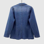 Dames Losse Pasvorm Denim Jacket Met Klassieke Kraag
