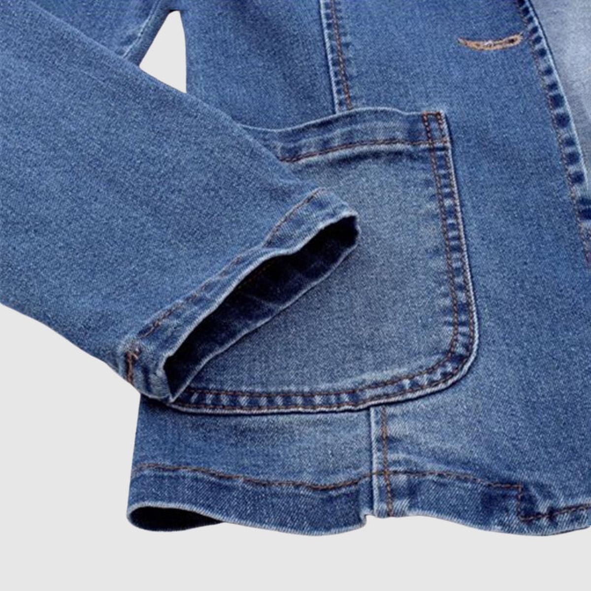 Dames Losse Pasvorm Denim Jacket Met Klassieke Kraag