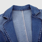 Dames Losse Pasvorm Denim Jacket Met Klassieke Kraag