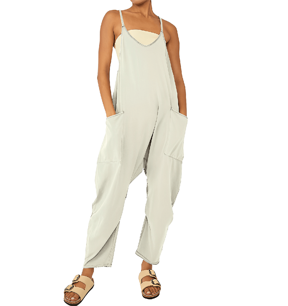 Dames Mouwloze Casual Jumpsuit met Zakjes