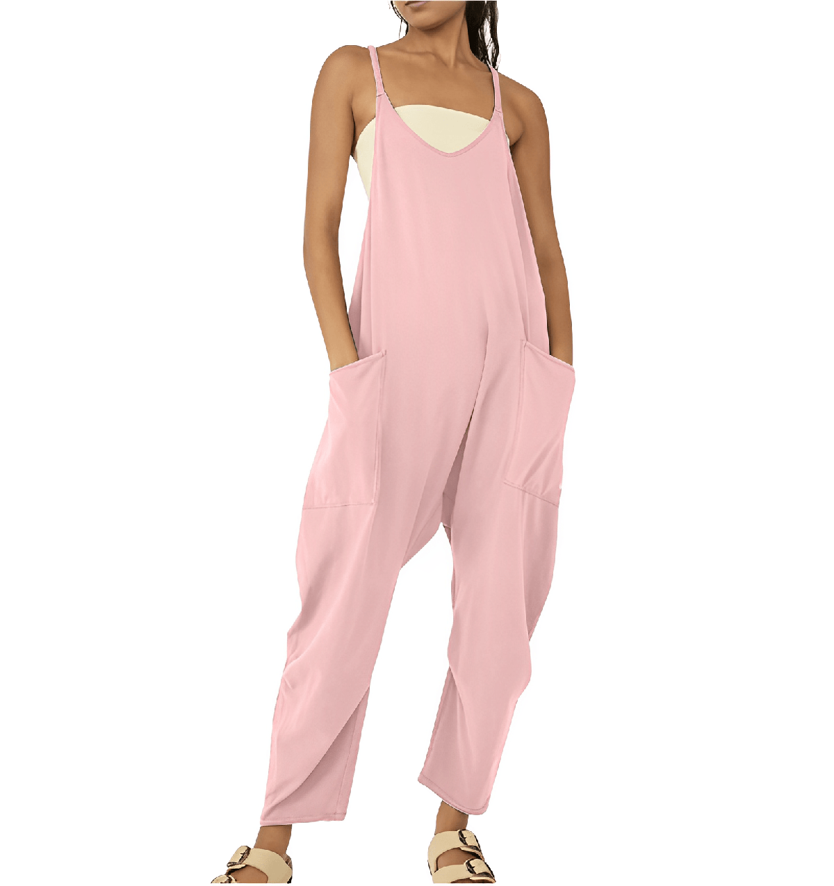 Dames Mouwloze Casual Jumpsuit met Zakjes