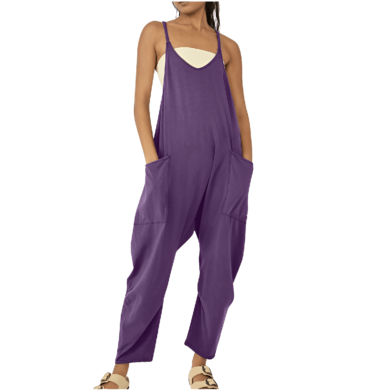 Dames Mouwloze Casual Jumpsuit met Zakjes