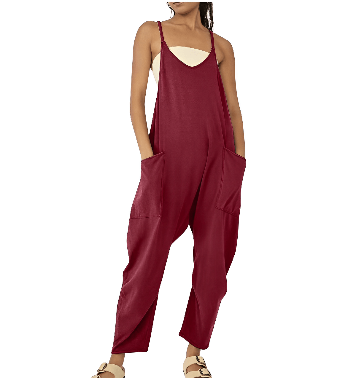 Dames Mouwloze Casual Jumpsuit met Zakjes