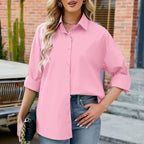 Dames Oversized Blouse met Knoopsluiting - Katoenmix