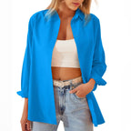 Dames Oversized Blouse met Knoopsluiting - Katoenmix