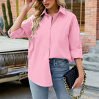 Dames Oversized Blouse met Knoopsluiting - Katoenmix