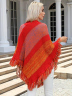 Dames Oversized Cape Sjaal Jas - Wol Mix met Kwastjes