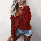 Dames Oversized Gebreide Trui Met V-Hals