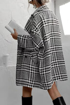 Dames Oversized Jas / Coat met Ruitpatroon - Wolmix