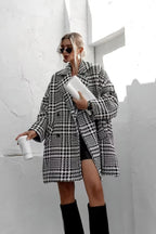 Dames Oversized Jas / Coat met Ruitpatroon - Wolmix