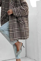 Dames Oversized Jas / Coat met Ruitpatroon - Wolmix