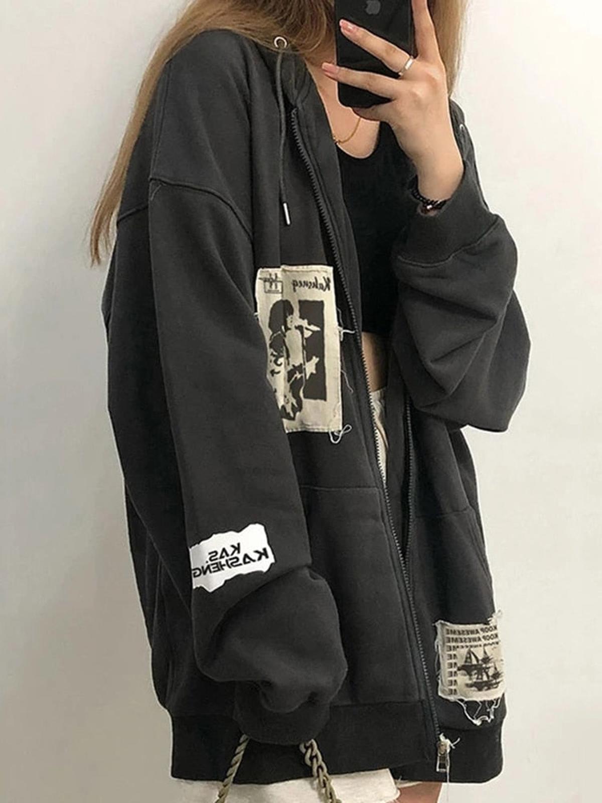 Dames Oversized Streetwear Hoodie Met Ritssluiting