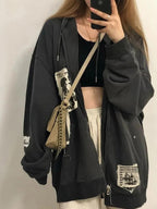 Dames Oversized Streetwear Hoodie Met Ritssluiting