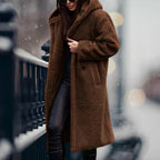 Dames Oversized Teddy Fleece Jas Met Capuchon