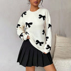 Dames Oversized Trui van Wolmix met Strikdetails