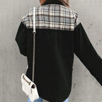 Dames Patchwork Plaid Casual Jas voor Lente en Herfst