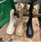 Dames Plateauboots Met Brede Neus En 7-cm Hak