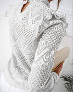Dames Ruchesblouse Van Lichtgewicht Stof