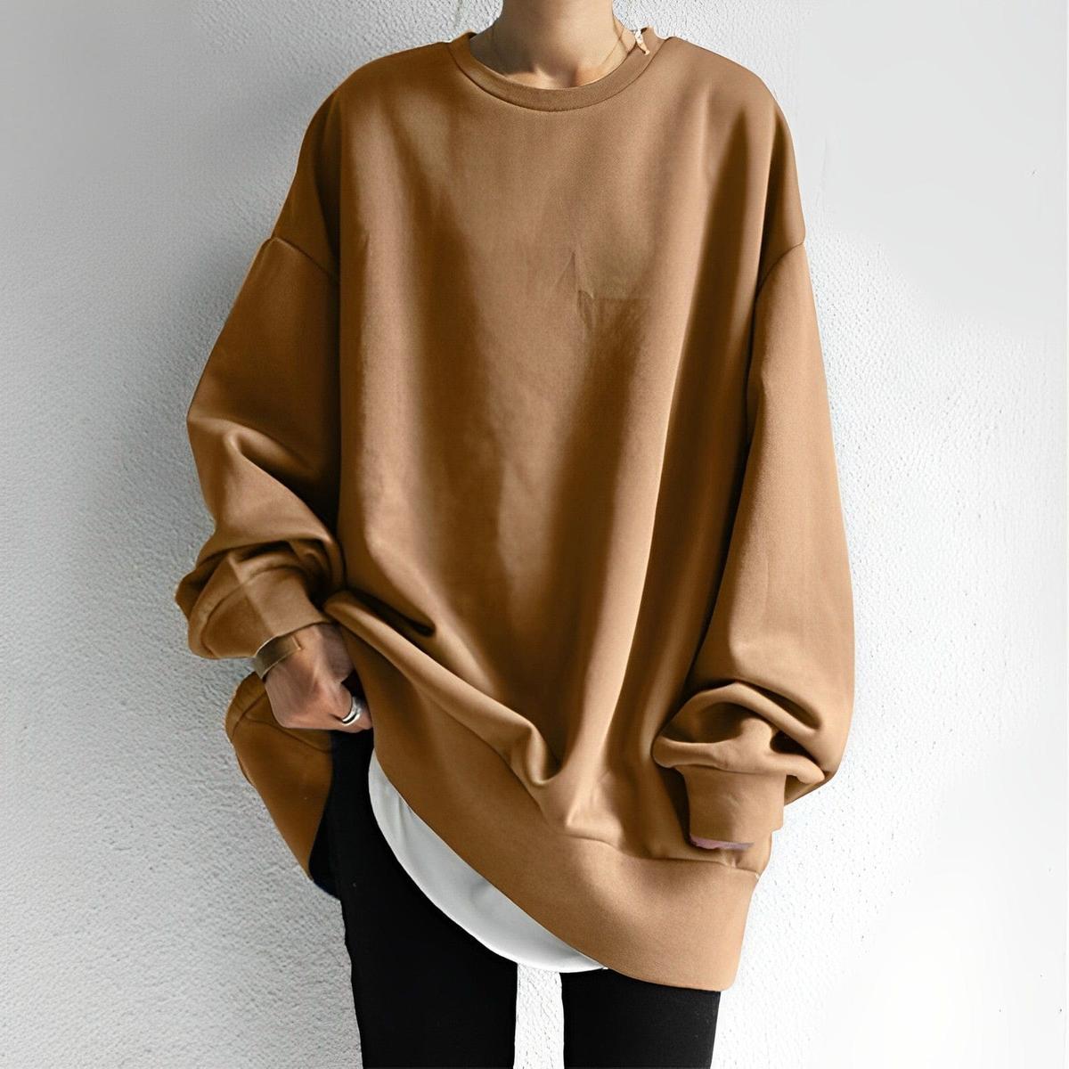 Dames Ruimvallend Katoenen Pullover Sweatshirt