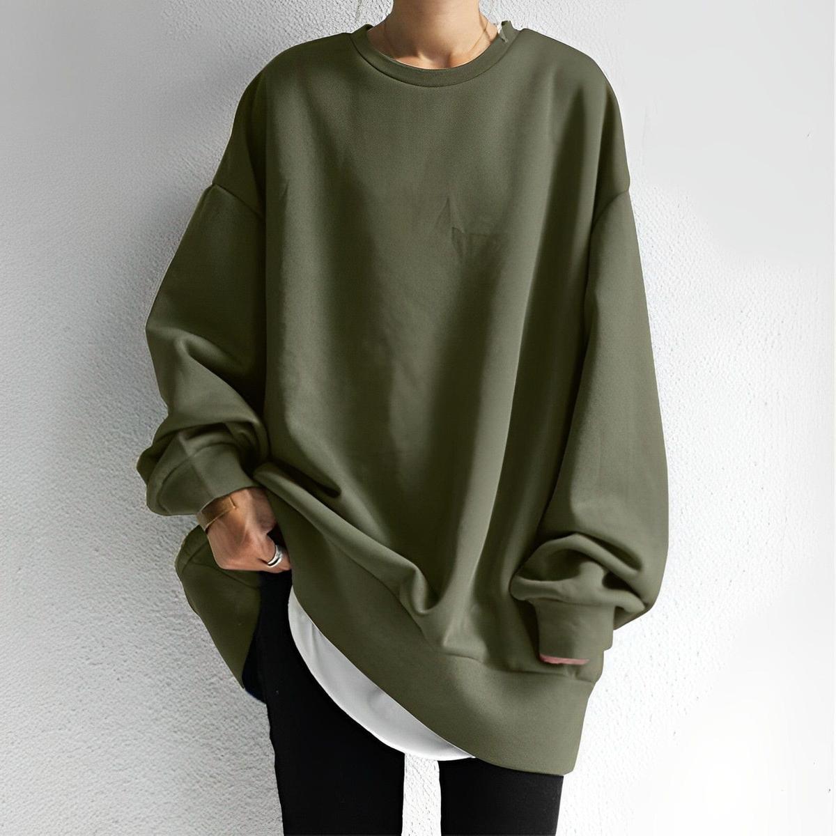 Dames Ruimvallend Katoenen Pullover Sweatshirt