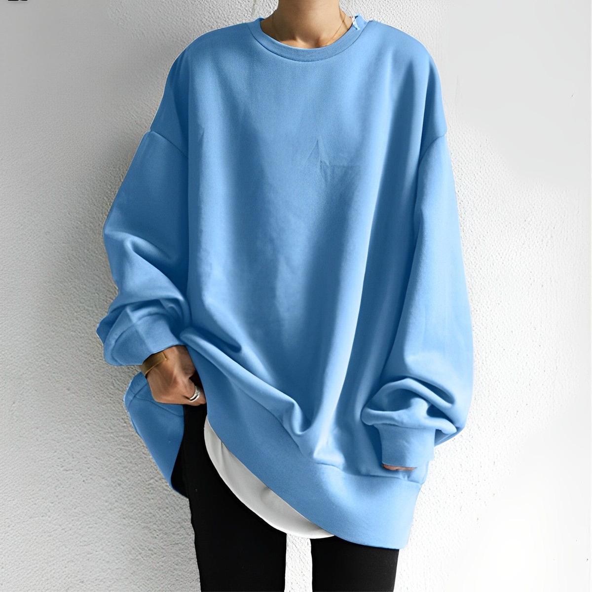 Dames Ruimvallend Katoenen Pullover Sweatshirt