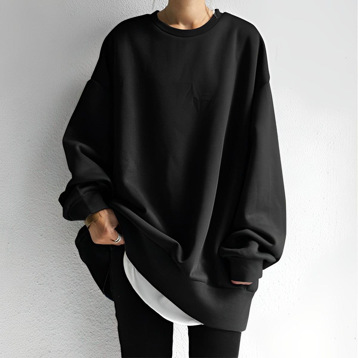 Dames Ruimvallend Katoenen Pullover Sweatshirt