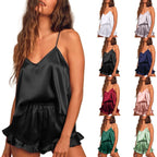 Dames Satin Pyjama Set Met Verstelbare Bandjes