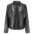 Dames Slim Fit Leren Jas met Ritszakken