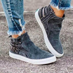 Dames Slip-On Canvas Sneakers Met Elastische Inzetstukken