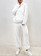 Dames Teddy Hoodie Loungewear Set met Kangaroo Zak