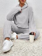 Dames Teddy Hoodie Loungewear Set met Kangaroo Zak