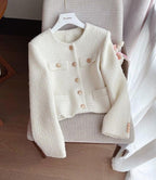 Dames Teddy/Sherpa Jas Met Ronde Halslijn En Knoopsluiting