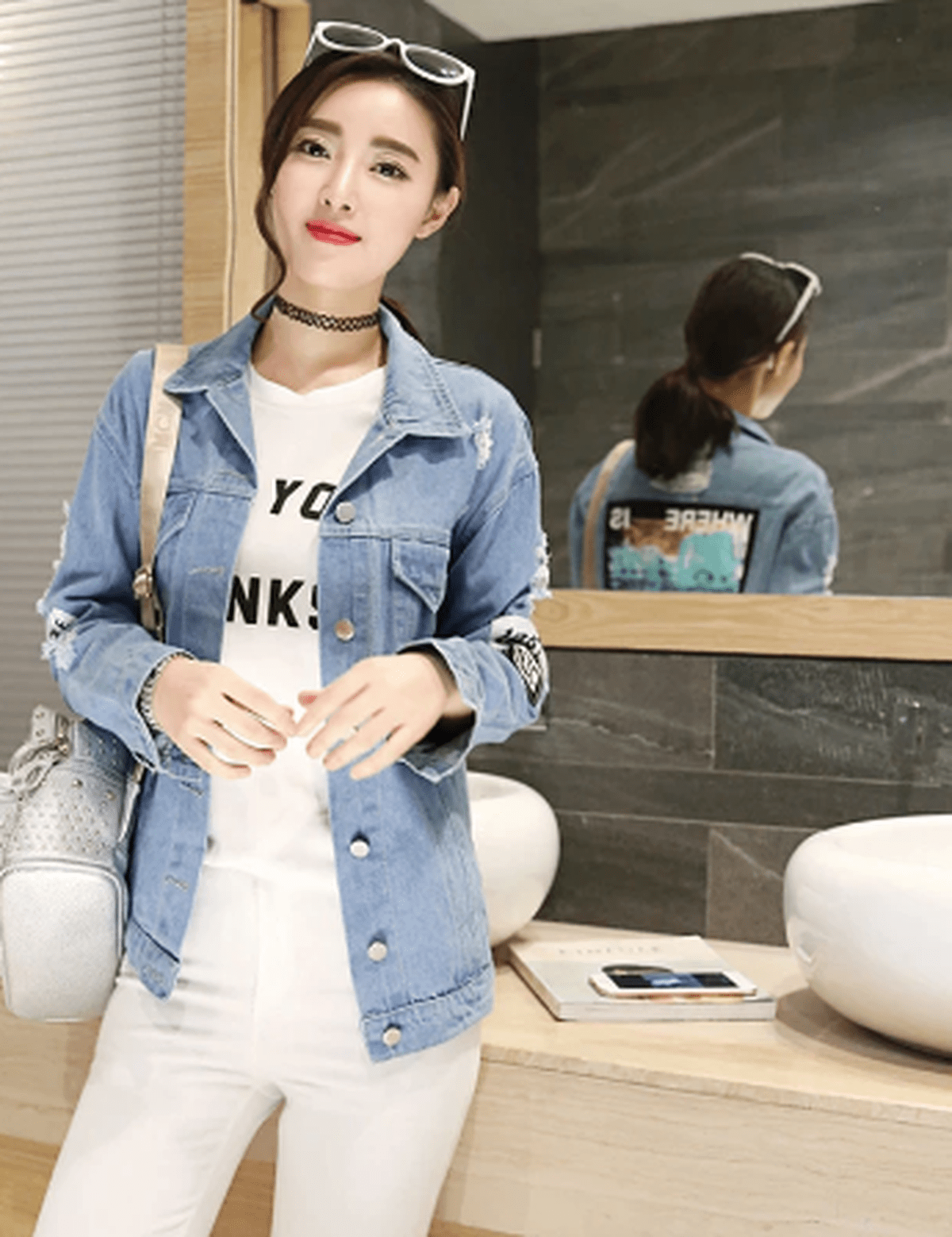 Dames Tijdloze Denimjas Met Knoopsluiting En Ruime Zakken