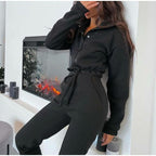 Dames Tracksuit Met Hoge Kraag, Ritsjas En Elastische Tailleband