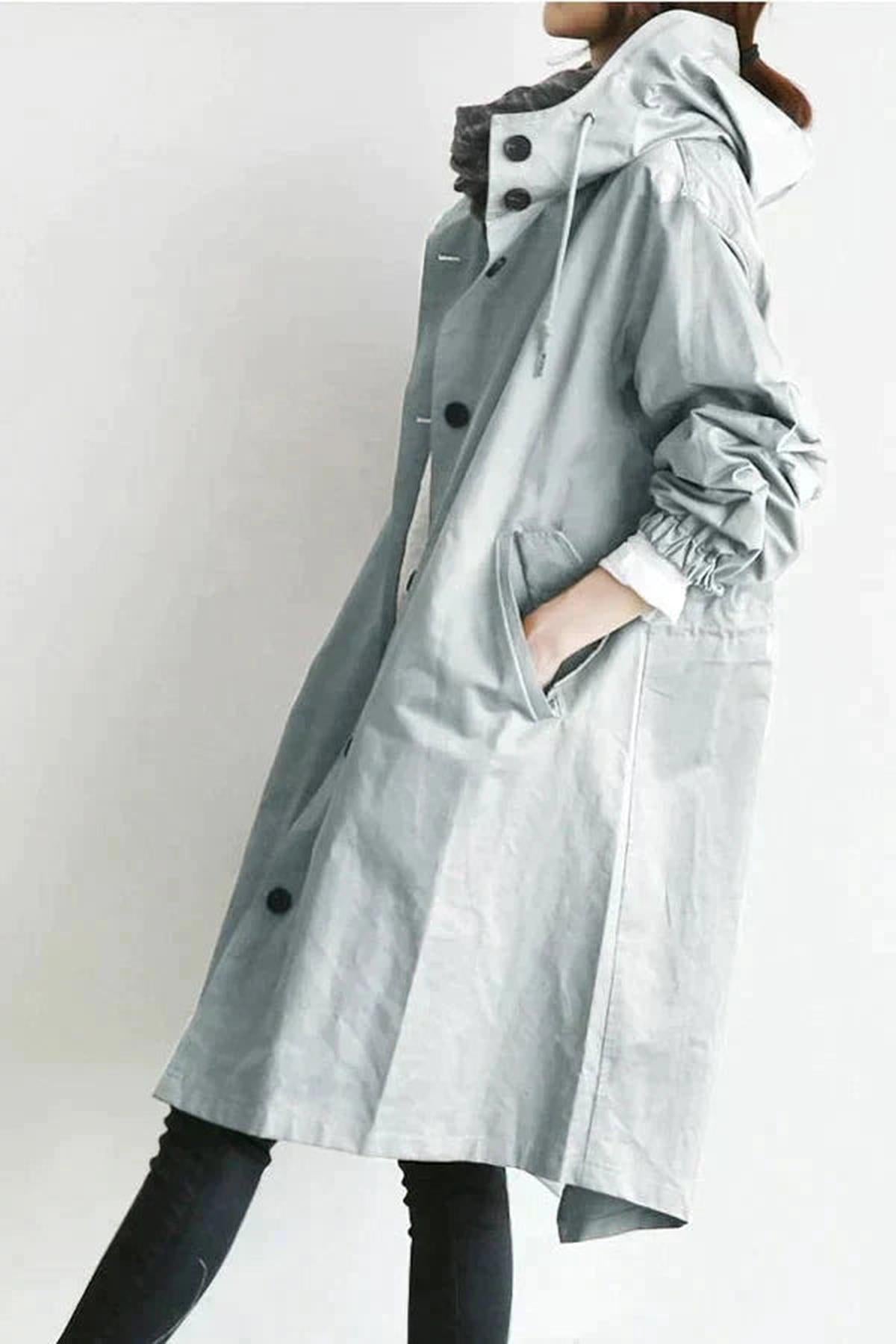 Dames Trenchcoat met Capuchon – Windjack voor het tussenseizoen