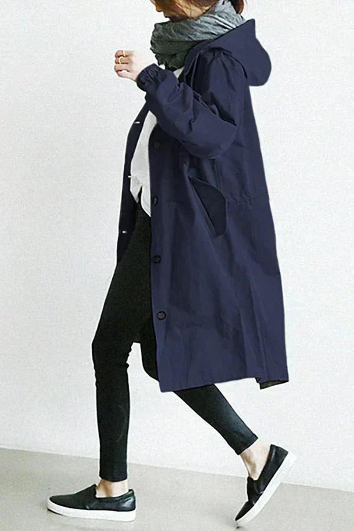 Dames Trenchcoat met Capuchon – Windjack voor het tussenseizoen
