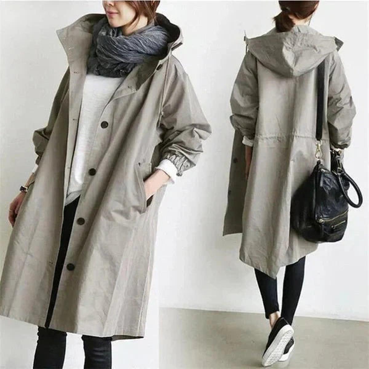 Dames Trenchcoat met Capuchon – Windjack voor het tussenseizoen