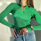 Dames Trui Van Gebreide Stof Met Nette Kraag