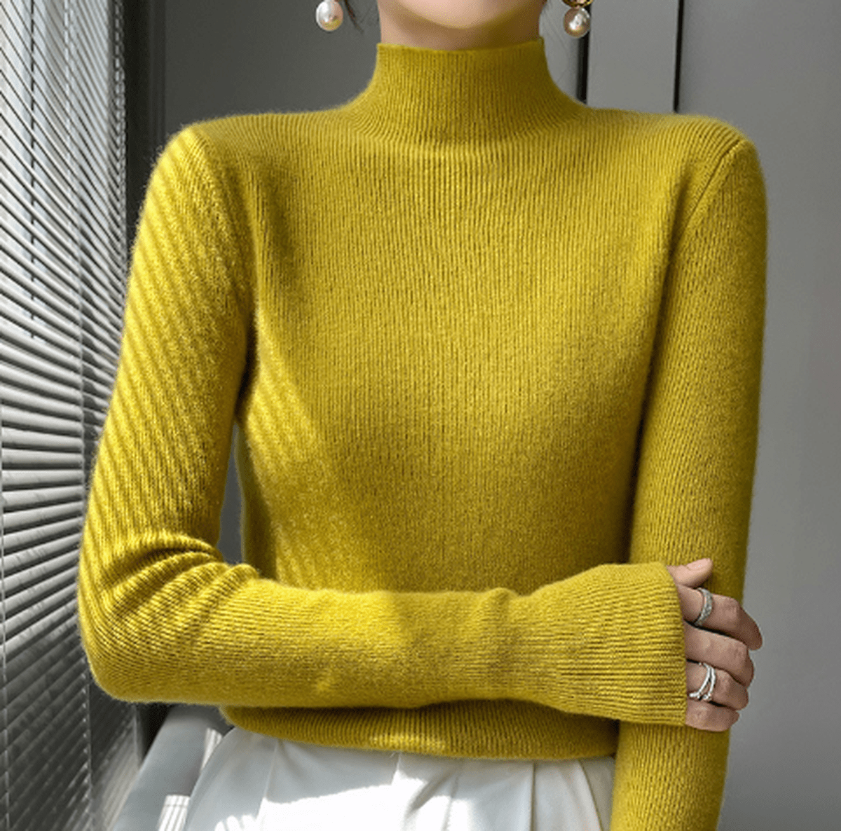 Dames Turtleneck Trui Zachte Stof Voor Comfortabele Draagervaring